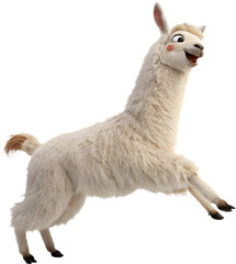 Fototapeta premium Adorable Kawaii llama running joyfully, perfect for playful, energetic and lively designs.