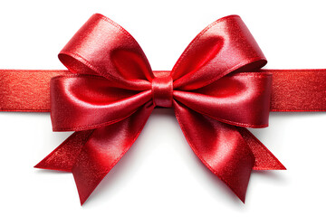 Red ribbon bow for gift box  on white background