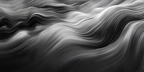 Abstract Monochromatic Waves: A mesmerizing grayscale illustration featuring flowing, undulating lines that evoke a sense of movement and energy.