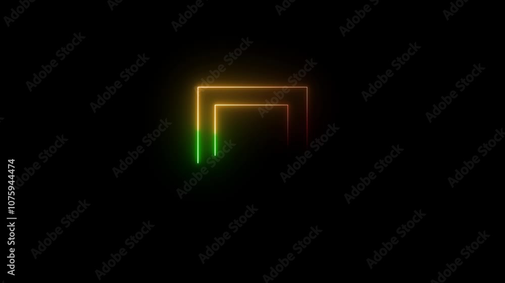 Fototapete glowing neon effect square border frame animation on background and seamless loop with tow tone .