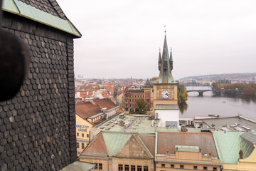 Aerial Prague view of the city of Prague at the Old Town 