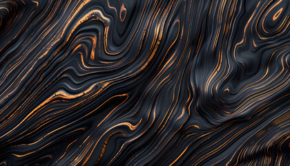 Fototapeta premium An abstract pattern featuring swirling black and bronze textures, creating a dynamic and modern visual effect.