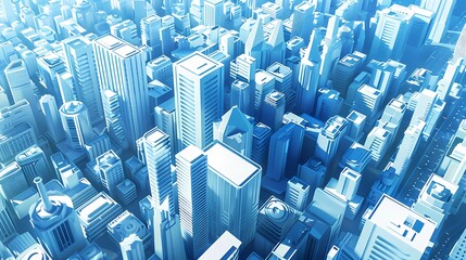digital technology blue and white 3d smart city poster background
