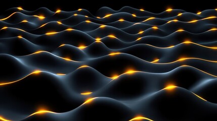 A mesmerizing pattern of glowing waves in dark tones, creating a dynamic and futuristic atmosphere.