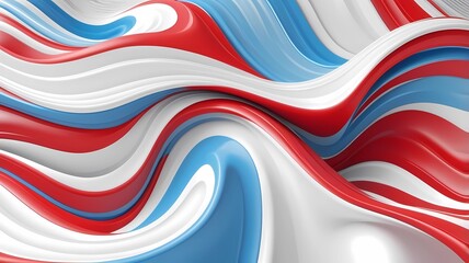 white, red and blue 3D  background with wave illustration, beautiful bending pattern for web screensaver. white, red and blue texture with smooth lines 