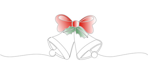 vector design of bells and ribbons for christmas and new year