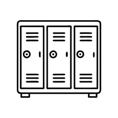 Colorful locker icon in flat style, Vector illustration of a row of school lockers with blue and yellow doors, symbolizing storage and organization in educational settings.
