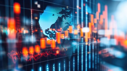 Vibrant Abstract Representation of Global Financial Markets with Digital Graphs and Data Analytics Visualizations