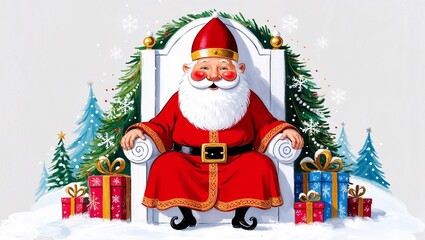 santa claus and christmas tree