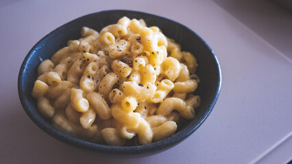 Mac n cheese macaroni recipe close up tasty delicious comfort food cooked