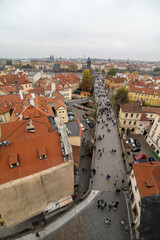 Aerial view of the Charles Bridge in Prague