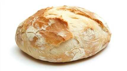 Cracked Crust Rustic Loaf of Bread Isolated on White Background
