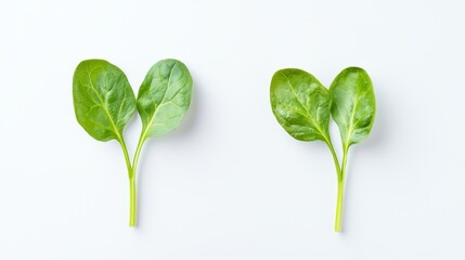 Fresh Organic Leafy Greens on White Background Encouraging Plant-Based Diet Choices