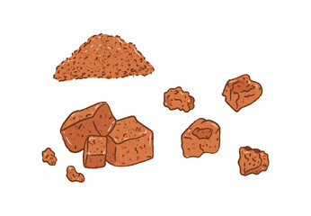 Collection of dark brown, black sugar