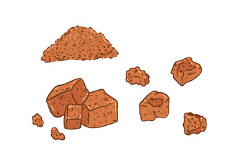 Collection of dark brown, black sugar