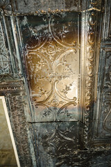 decorative detail of metal ceiling tile