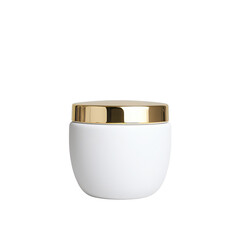Elegant white jar with golden lid, perfect for skincare or storage.