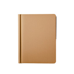 Gold notebook, white isolated background
