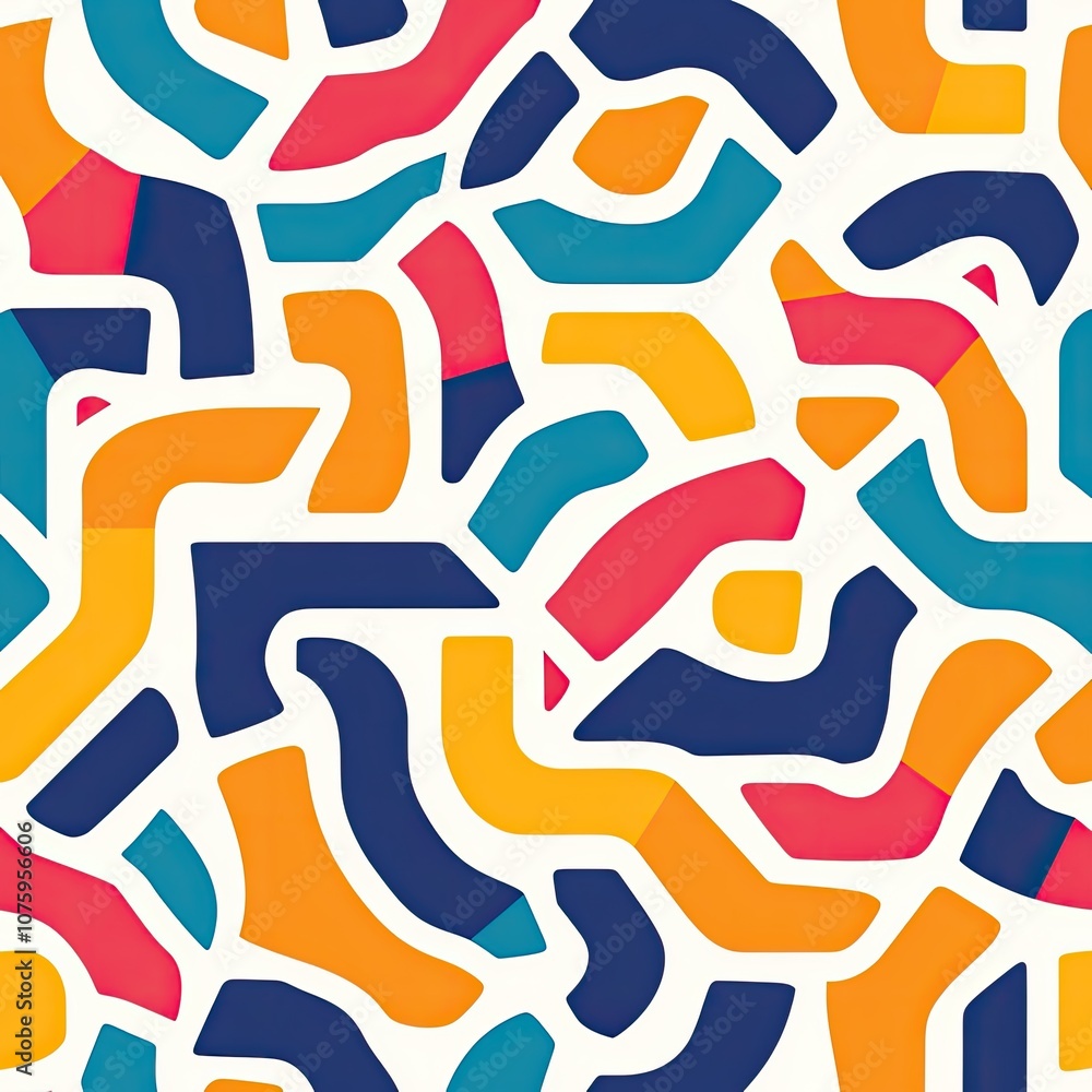 Poster abstract geometric pattern with bright colors and curved shapes for modern design inspiration and cr