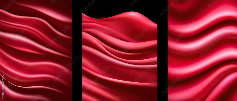 Aufkleber captivating red silk waves design with smooth flowing textures for elegant backgrounds and stunning 