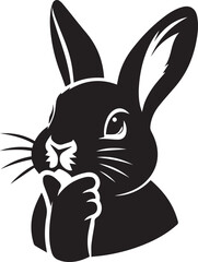 Fototapeta premium Thoughtful rabbit with one paw on its chin