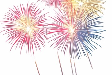 Fototapeta premium Colorful Fireworks Bursting in Vibrant Display Against a Bright Background, Celebrating New Year or Festive Event with Joyful Atmosphere and Exciting Energy