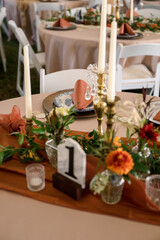 wedding table setting with number one