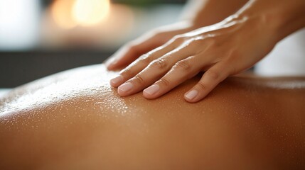 Naklejka premium Close-up of hands while getting a back massage in the spa 