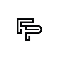 FP monogram logo design letter text name symbol monochrome logotype alphabet character simple logo