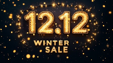 sign 12.12 winter sale for shooping events decorate by neon light
