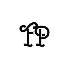 FP monogram logo design letter text name symbol monochrome logotype alphabet character simple logo