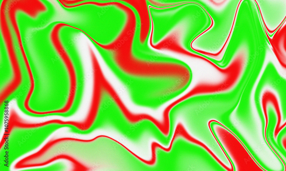 Poster a vibrant, abstract pattern of swirling red, green, and white liquid, creating a dynamic and mesmeri