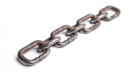 Obraz premium Fractured Chain Links: Broken Connection Casting Shadow on White Background