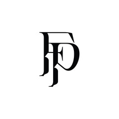 FP monogram logo design letter text name symbol monochrome logotype alphabet character simple logo