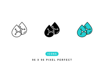 Hyaluronic Acid Icon. Hydrate Water Drop Serum Symbol Stock Illustration. Vector Line Icons For UI Web Design And Presentation
