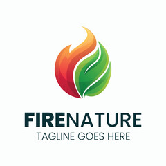 Vector Logo Illustration Fire Nature Gradient Colorful Style