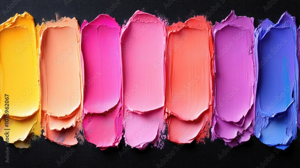 Poster vibrant color swatches on black canvas. perfect for adding a touch of artistry to your design projec
