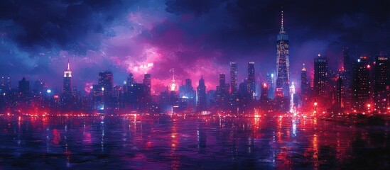 Fototapeta premium Neon Cityscape