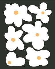 white flower silhouette with blob dimensions