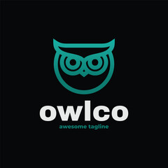 Vector Logo Illustration Owl Gradient Line Art Style