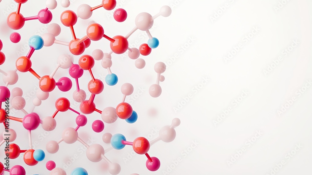 Poster colorful molecular structure displaying the interconnectedness of science and chemistry in a dynamic