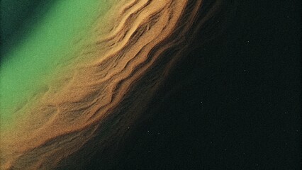 Abstract grainy gradient background, green orange color shape black backdrop, noisy texture dark banner poster header design. Grainy noise texture background, abstract orange green vibrant glowing 