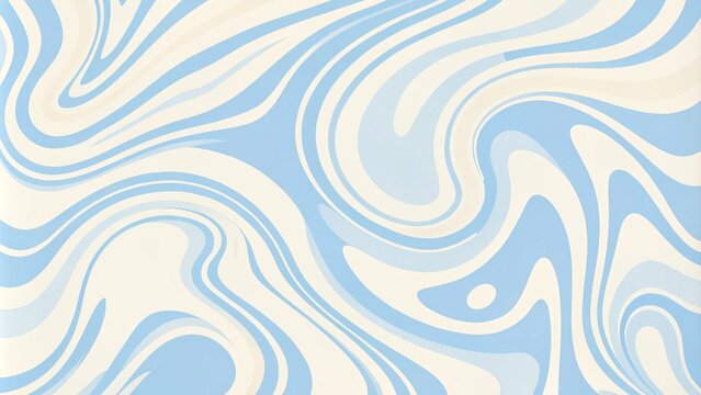 Abstract horizontal background with colorful waves. Horizontal background with blue waves in style retro 60s, 70s. Trendy minimal wavy design in pastel colors. Colorful marble for the cover, backdrop