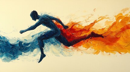 Fototapeta premium Dynamic Human Form in Abstract Landscape