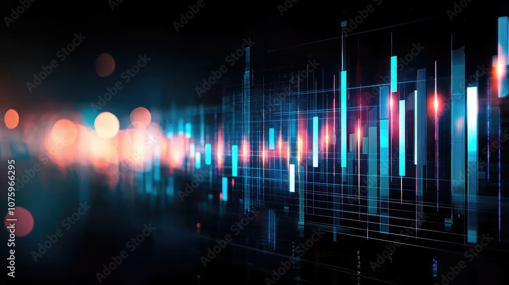 Aufkleber abstract digital background with colorful light bars creating a vibrant wave of data for technology 