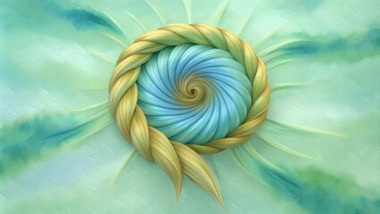 Obraz premium Abstract Spiral of Intertwined Yellow and Blue Fabric