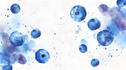 Blueberry pieces of fruit Watercolor