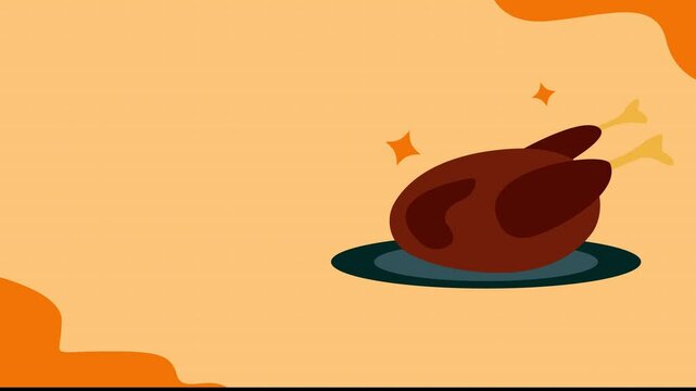 Thanksgiving Youtube Thumbnail With Roast Chicken. 4k Animation
