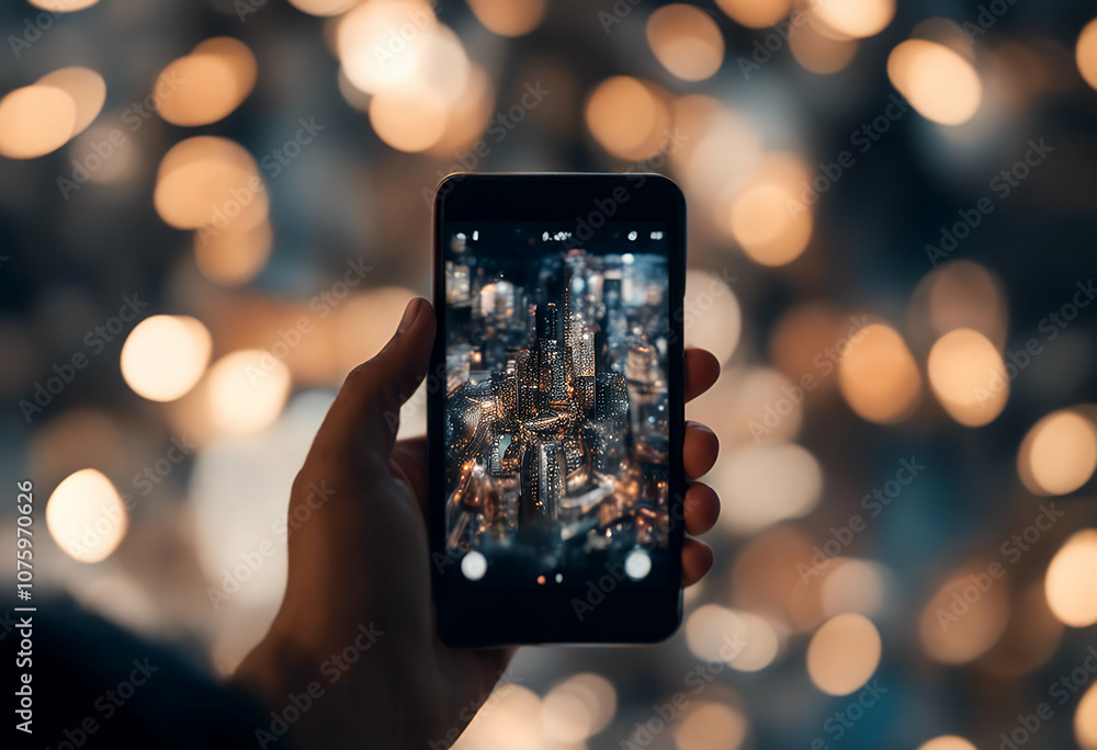 Poster smartphone up high minimal digital intellect future illustration phone technology intelligence flat 