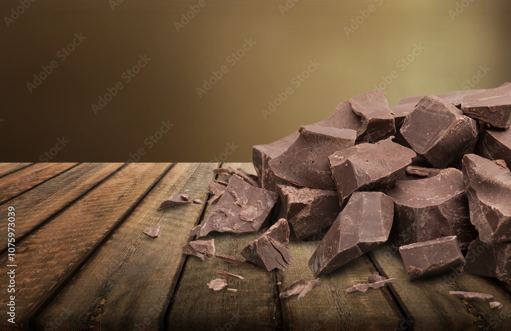 Canvas Prints Broken dark sweet chocolate bar on desk